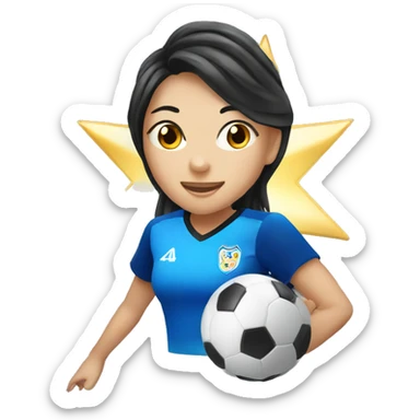 Women's soccer player, Asian, sparkling stars sticker