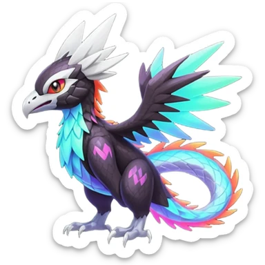 Neon Vibrant Pulsating Trail-glowing Chromatic Trico-Noivern-Silvally-fusion-hybrid sticker
