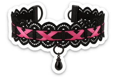 BLACKPINK-inspired gothic choker , no hearts, black and pink, cute, remove background sticker