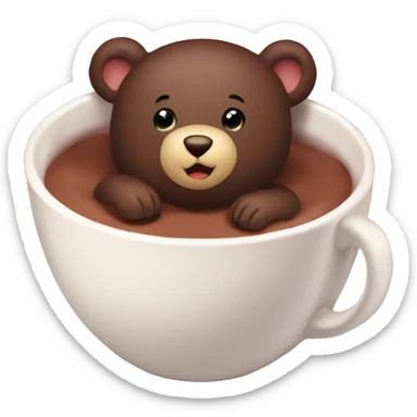 Baby bear inside of a cup of hot cocoa. Burgundy colored cup. The bear fits perfectly￼ in the cup. sticker