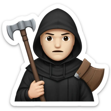 an executioner with a black hood/ sheet on his face so we can't see his face and a big axe in his hand sticker
