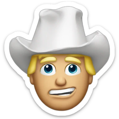 Donald Trump with inverted funnel as a hat sticker