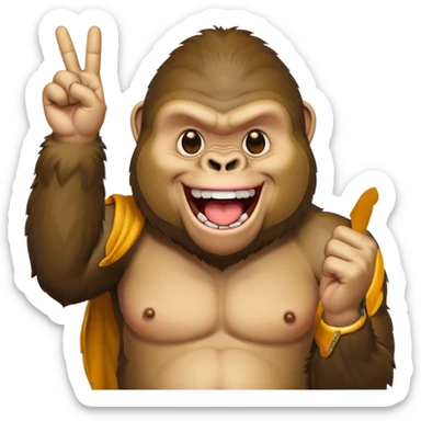 Gorilla that's holding the peace sign and laughing really hard just a normal gorilla sticker