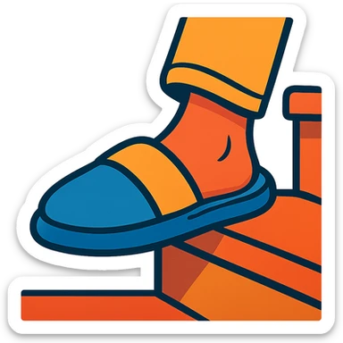 close up of a foot in a slipper on the stairs, cozy style, transparent background sticker