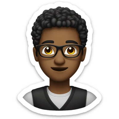 A 19 years boy with black spects sticker