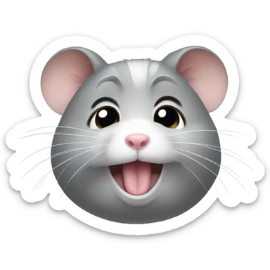 a gray hamster that cries very loudly and tears are visible sticker