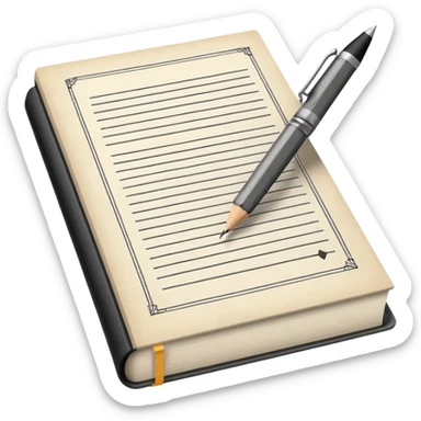 pen book with a pencil in the margins sticker