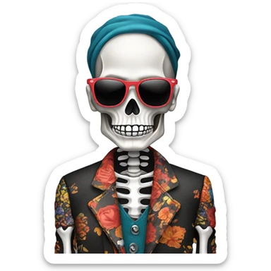 a very fashionable skeleton sticker