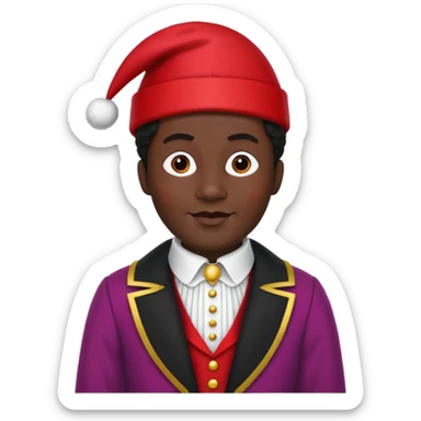 Sinterklaas zijn knecht, zwarte piet met zijn muts, kraag, Piet pak  sticker