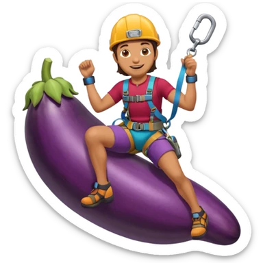 Rock climber Riding eggplant  sticker