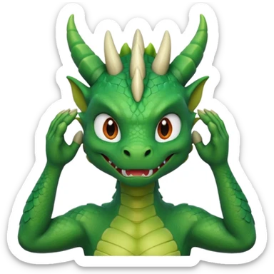 Draw a dragon that has his hands over his head (confused?) like psyduck and a head tilted sticker
