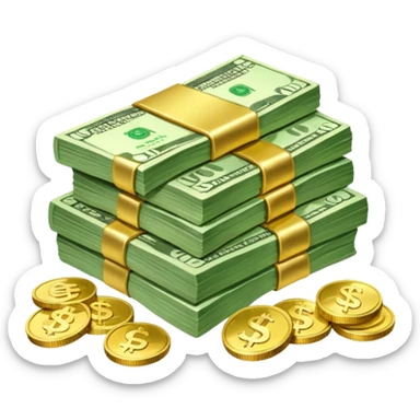 a lot of money and a small amount of money sticker