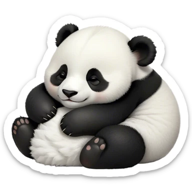 Meme-Worthy Cute Sleeping Baby Panda Portrait Emoji, Head resting peacefully with a contented smile, showcasing a tiny, irresistibly fluffy build and a luxuriously soft black and white Fur, eyes shut in a serene, restful nap, Simplified yet hilariously adorable features, highly detailed, glowing with a soft, drowsy light, high shine, relaxed and utterly lovable, stylized with an air of playful laziness, bright and heartwarming, soft glowing outline, capturing the essence of a comically sleepy baby panda, so meme-worthy it feels like it could instantly become the next viral sensation of adorable slumber! sticker
