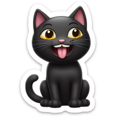 Cheeky Black cat sticking tongue and wink sticker