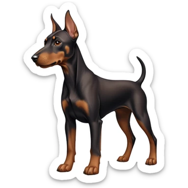cinematic-noble-doberman puppy-full body-emoji on all fours,-poised-and-regal,-with-a-strong,-athletic-build-and-a-lustrous,-well-groomed-black and tan fur,-deep-set-soulful-brown-eyes,-simplified-yet-sharp-and-sophisticated-features,-highly-detailed, sticker