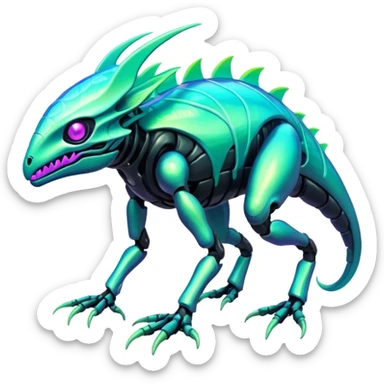 Tropical futuristic lush neon Fionbri-Vernid-creature (full body) sticker