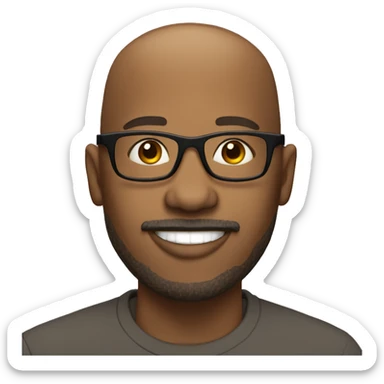 Happy light skinned bald African American man with goatee and glasses sticker