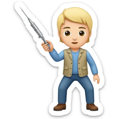 Man shooting up with needle sticker