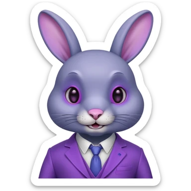 Bonnie es un conejo animatrónico de color índigo con ojos magenta. El color de su hocico, panza y el interior de sus orejas es un color lavanda.Tiene orejas largas articuladas e tiene dientes redondos y carece de cejas.Su traje parece estar hecho de un material metálico. haz solo su cabeza sticker