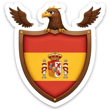 Bandera de españa tricolor actual con un águila marrón en el atrás del escudo de la bandera de españa sticker