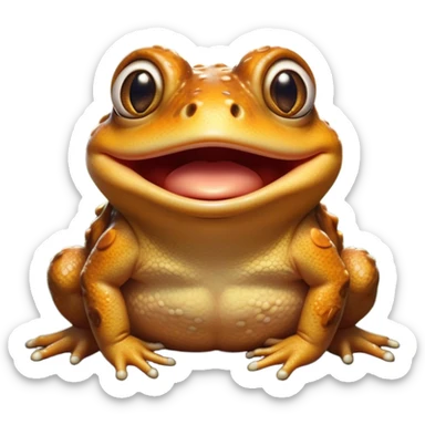 Cinematic Comical Toad Portrait Emoji, Head tilted dramatically with an exaggeratedly amused expression, featuring a robust, bumpy body with wide, comically expressive eyes full of playful disbelief and a quirky, textured face, Simplified yet hilariously expressive features, highly detailed, glowing with a slightly sassy woodland glow, high shine, dramatic yet playful, stylized with an air of quirky amphibian mischief, soft glowing outline, capturing the essence of a meme-worthy toad that looks ready to side-eye its way into viral fame! sticker