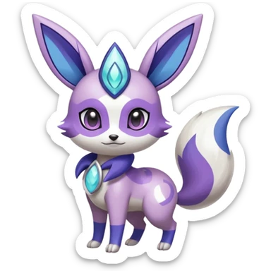 Shiny White with Violet and Indigo markings Meloetta-Eevee-Minccino-Zangoose-Pokémon-Digimon-Fakémon-fusion-hybrid-creature sticker