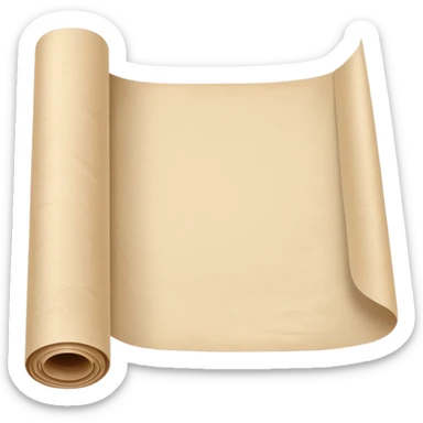 partial roll or folded sheet of parchment paper, soft beige or off-white tone, slightly crinkled texture, thin semi-matte surface, clean edges, gently curled or layered, flexible, soft lighting, subtle shadows, emoji scale sticker