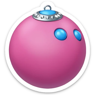 Blue ball for the gag on a ball gag with a white attachment collar with  pink  studs sticker