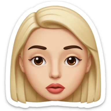 emoji sucking its lips in with one eyebrow up and the other one down sticker