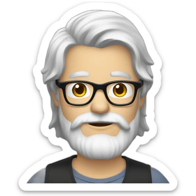 douglas gayeton - white longish hair beard black glasses camera sticker