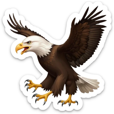 A regal flying bald eagle eating a feral pig  sticker