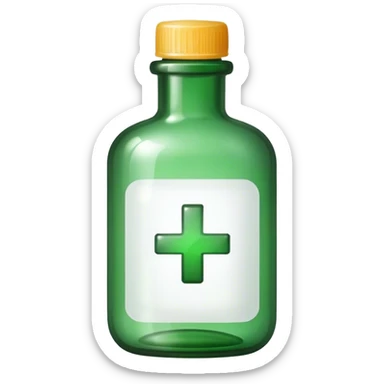 a green medicina bottle sticker