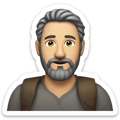 homme 40 ans poivre et sel avec une demi queue de cheval légèrement barbu sticker