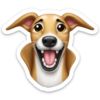 Fawn tiger greyhound wants to lick with tongue out sticker