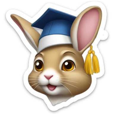 Ukrainian rabbit student in a square academic cap sticker