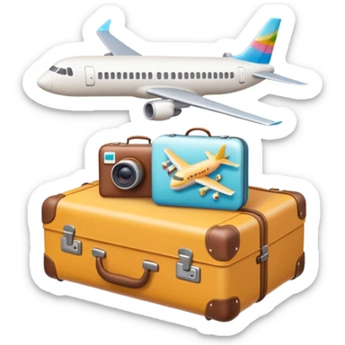 Premium travel moodboard emoji, Apple-style 3D emoji, pastel gradients, minimal travel symbols, calm aesthetic, soft shadows, high-detail, square app icon. sticker