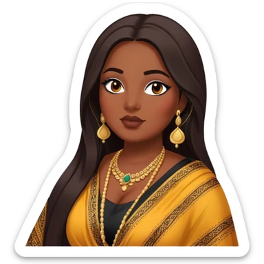 big plus size, deep skin, long hair, baddie,pretty, makeup, lipgloss, black eyeliner, dark skin, dupatta/shawl
 sticker