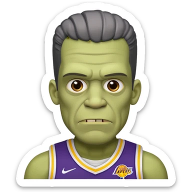 Frankenstein with a lakers uniform sticker