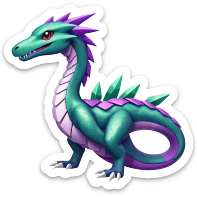 Shiny Green and Purple Salazzle-Seviper-Silvally-Dialga-fusion sticker