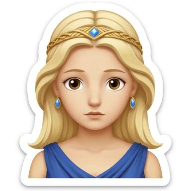Metis The blonde pre-Olympian goddess of wisdom, counsel, and deep thought. She was the first wife and advisor of Zeus and the mother of Athena, the later goddess of wisdom. Her name connoted "cunning intelligence," a quality highly valued in Greek heroes like Odysseus. 
 sticker