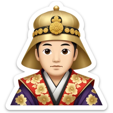 traditional Edo period Japanese emperor wearing a ho ceremonial robe and a kanmuri formal headgear sticker