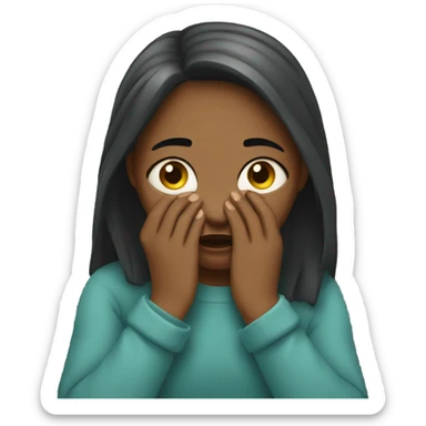  girl ashamed of herself of hiding face in hands sticker