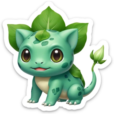 Bulbasaur with a green leek-bulb on back sticker