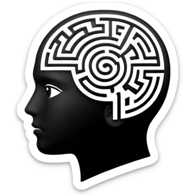 silhouette of a head with a maze inside sticker