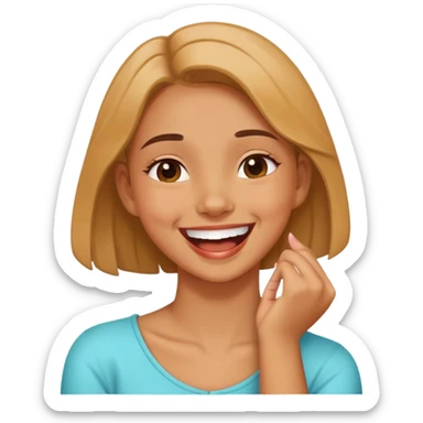 Girl crossing hand across neck laughing  sticker