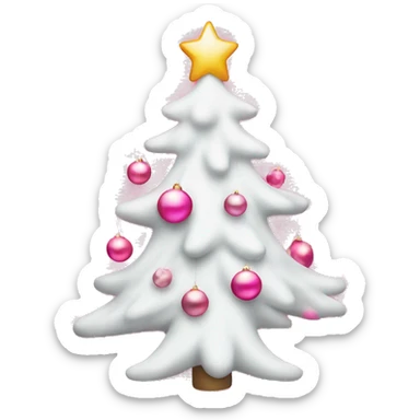 White christmas tree with pink ornaments  sticker
