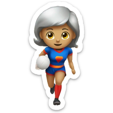 Pelota gigante y una chica encima de la pelota haciendo de supermán  sticker