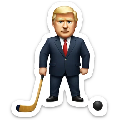 Fat president playing field hockey sticker
