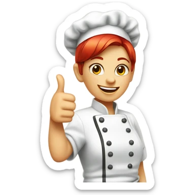 red Short haired female Chef Giving a Thumbs Up sticker
