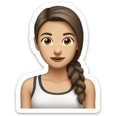 white, tan, brown eyed, brunette, gym clothes, straight hair, pretty woman sticker